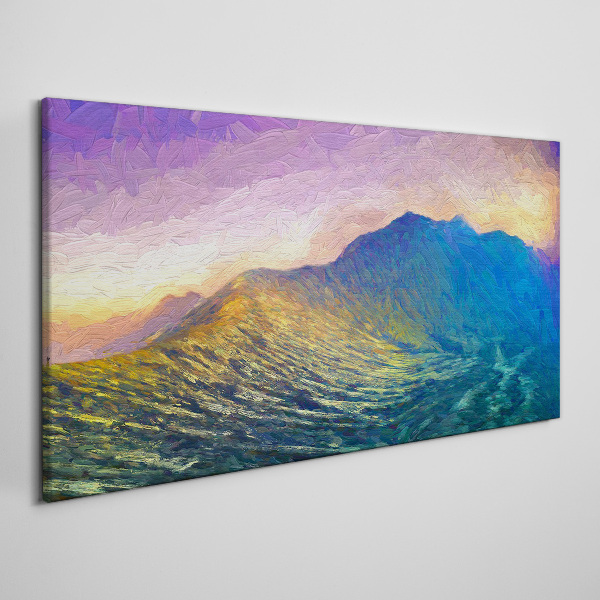 Tableau toile imprimée Vagues au soleil couchant
