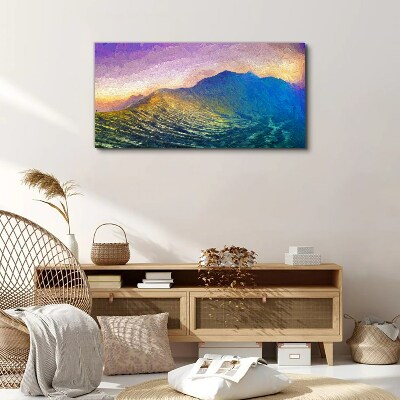 Tableau toile imprimée Vagues au soleil couchant