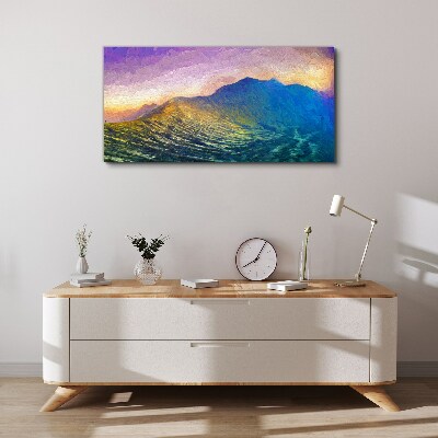 Tableau toile imprimée Vagues au soleil couchant