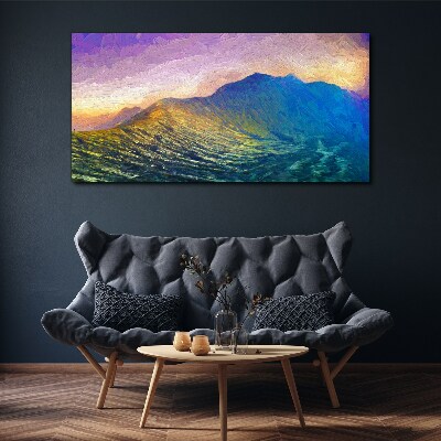 Tableau toile imprimée Vagues au soleil couchant