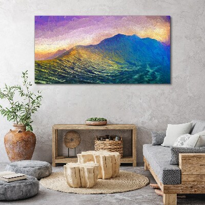 Tableau toile imprimée Vagues au soleil couchant