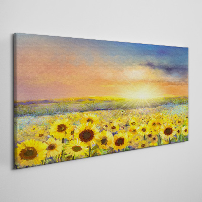 Tableau sur toile Champ de fleurs ensoleillé