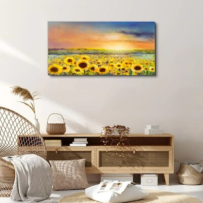 Tableau sur toile Champ de fleurs ensoleillé