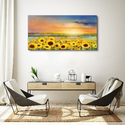 Tableau sur toile Champ de fleurs ensoleillé