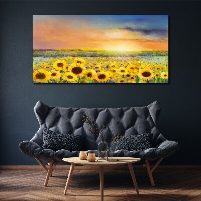 Tableau sur toile Champ de fleurs ensoleillé