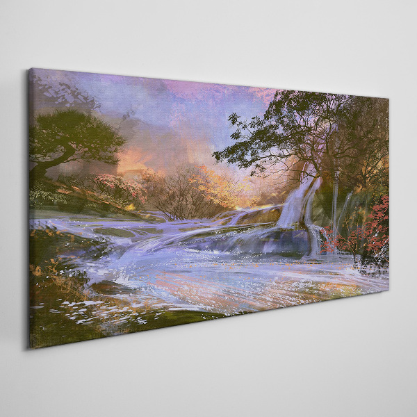 Tableau toile imprimée Un paysage paisible avec une cascade