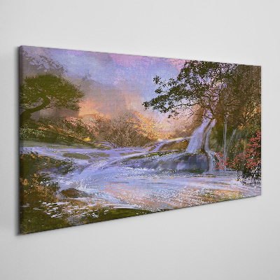 Tableau toile imprimée Un paysage paisible avec une cascade
