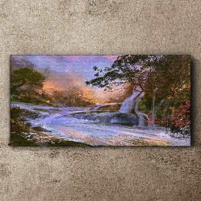 Tableau toile imprimée Un paysage paisible avec une cascade