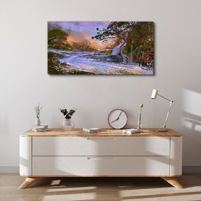 Tableau toile imprimée Un paysage paisible avec une cascade