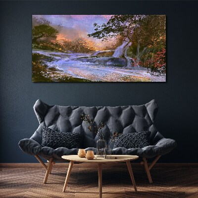 Tableau toile imprimée Un paysage paisible avec une cascade