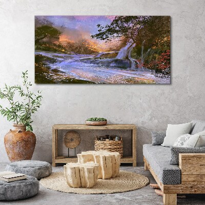 Tableau toile imprimée Un paysage paisible avec une cascade