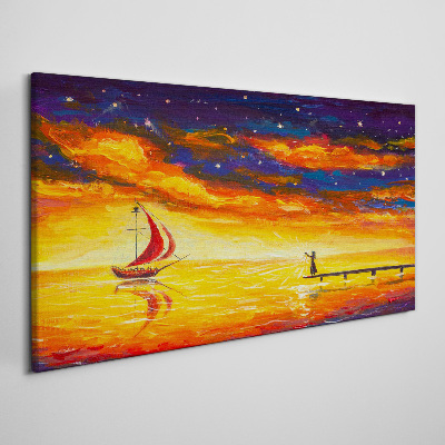 Tableau imprimé sur toile Coucher de soleil sur la mer