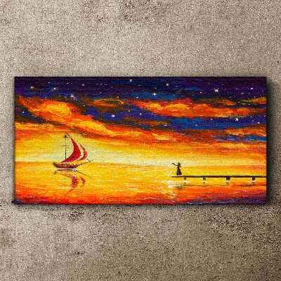 Tableau imprimé sur toile Coucher de soleil sur la mer