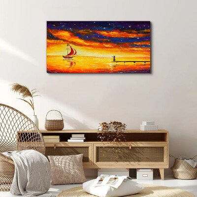 Tableau imprimé sur toile Coucher de soleil sur la mer