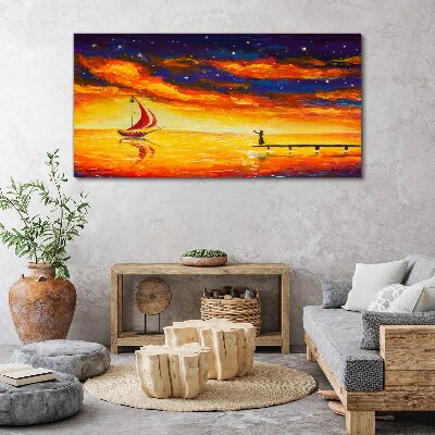 Tableau imprimé sur toile Coucher de soleil sur la mer