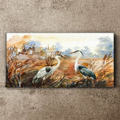 Tableau imprimé sur toile Idylle parmi les cigognes
