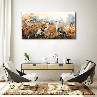 Tableau imprimé sur toile Idylle parmi les cigognes