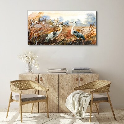 Tableau imprimé sur toile Idylle parmi les cigognes
