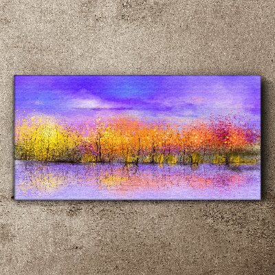 Tableau sur toile Un paysage coloré se reflétant dans l'eau