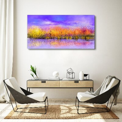 Tableau sur toile Un paysage coloré se reflétant dans l'eau