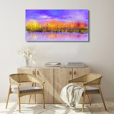 Tableau sur toile Un paysage coloré se reflétant dans l'eau