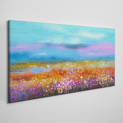 Tableau toile imprimée Un paysage floral aux couleurs pastel