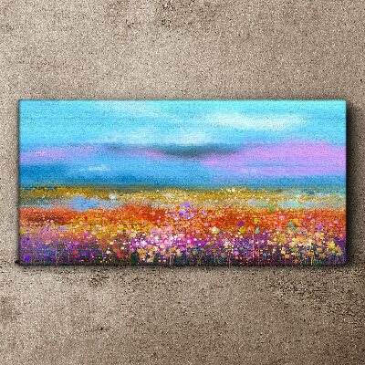 Tableau toile imprimée Un paysage floral aux couleurs pastel