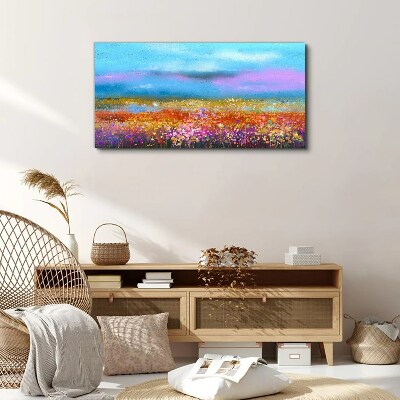 Tableau toile imprimée Un paysage floral aux couleurs pastel