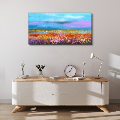 Tableau toile imprimée Un paysage floral aux couleurs pastel