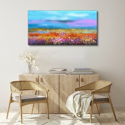 Tableau toile imprimée Un paysage floral aux couleurs pastel