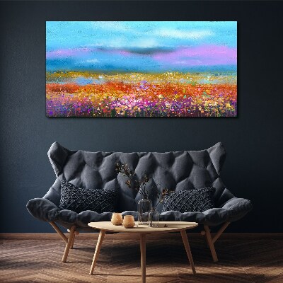Tableau toile imprimée Un paysage floral aux couleurs pastel