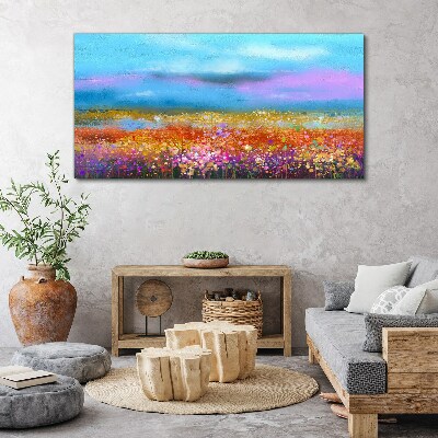 Tableau toile imprimée Un paysage floral aux couleurs pastel