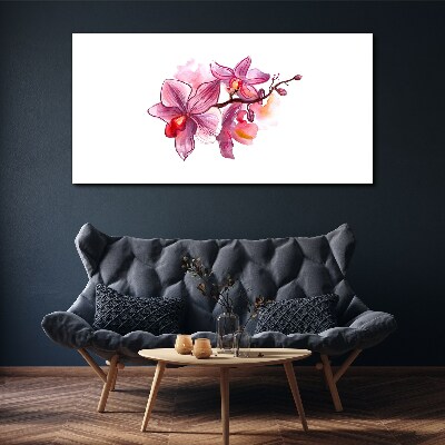Tableau sur toile Orchidées roses sur fond blanc
