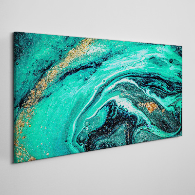 Tableau toile imprimée Vagues turquoise avec des accents dorés