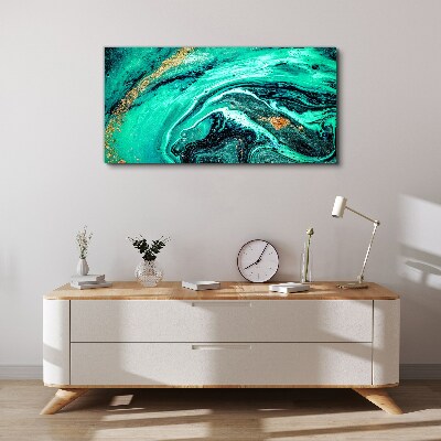 Tableau toile imprimée Vagues turquoise avec des accents dorés