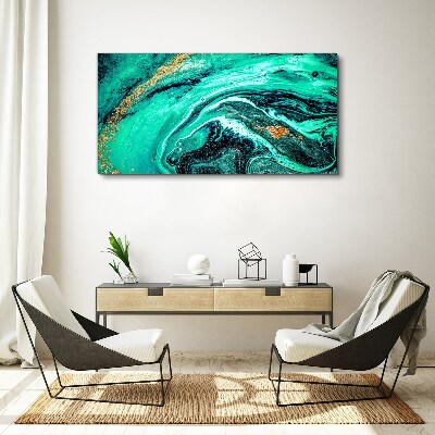 Tableau toile imprimée Vagues turquoise avec des accents dorés
