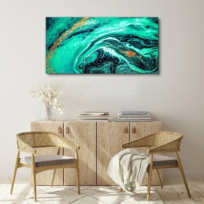 Tableau toile imprimée Vagues turquoise avec des accents dorés