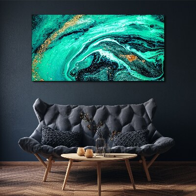 Tableau toile imprimée Vagues turquoise avec des accents dorés
