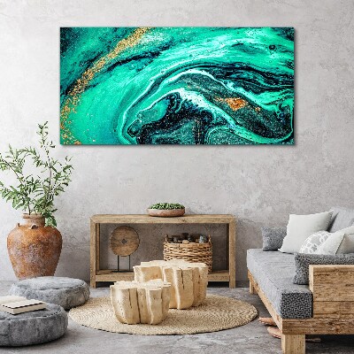 Tableau toile imprimée Vagues turquoise avec des accents dorés