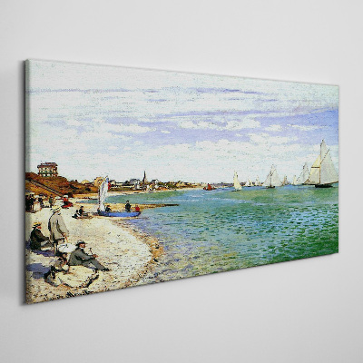 Tableau imprimé sur toile Paysage de bord de mer avec voiliers