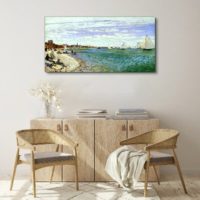 Tableau imprimé sur toile Paysage de bord de mer avec voiliers