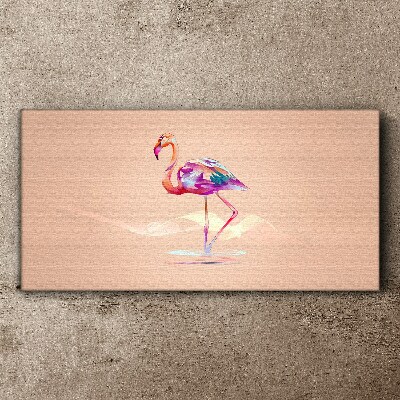 Tableau sur toile Flamant rose sur fond pastel