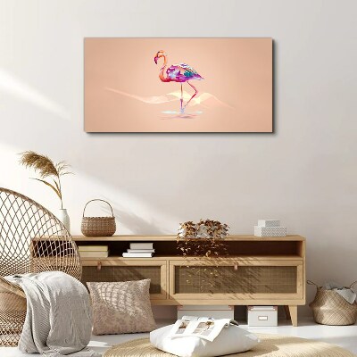 Tableau sur toile Flamant rose sur fond pastel