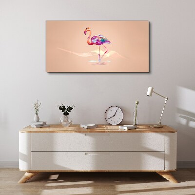 Tableau sur toile Flamant rose sur fond pastel