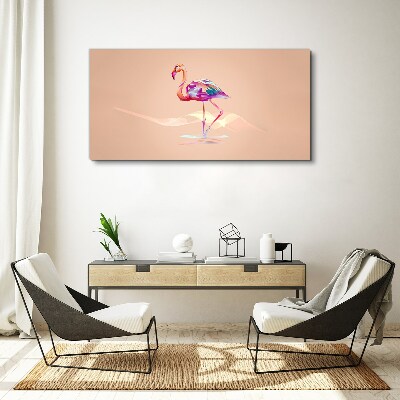 Tableau sur toile Flamant rose sur fond pastel
