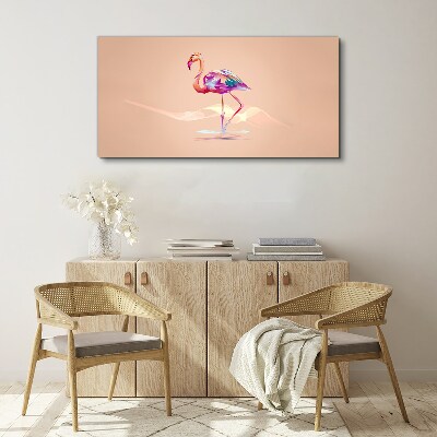 Tableau sur toile Flamant rose sur fond pastel