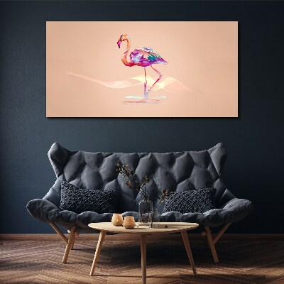 Tableau sur toile Flamant rose sur fond pastel