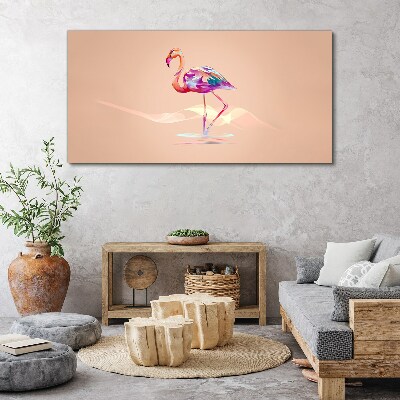 Tableau sur toile Flamant rose sur fond pastel