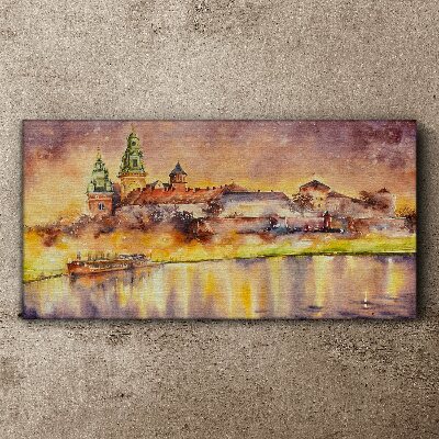 Tableau sur toile Reflets dorés sur la rivière