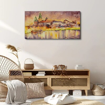 Tableau sur toile Reflets dorés sur la rivière